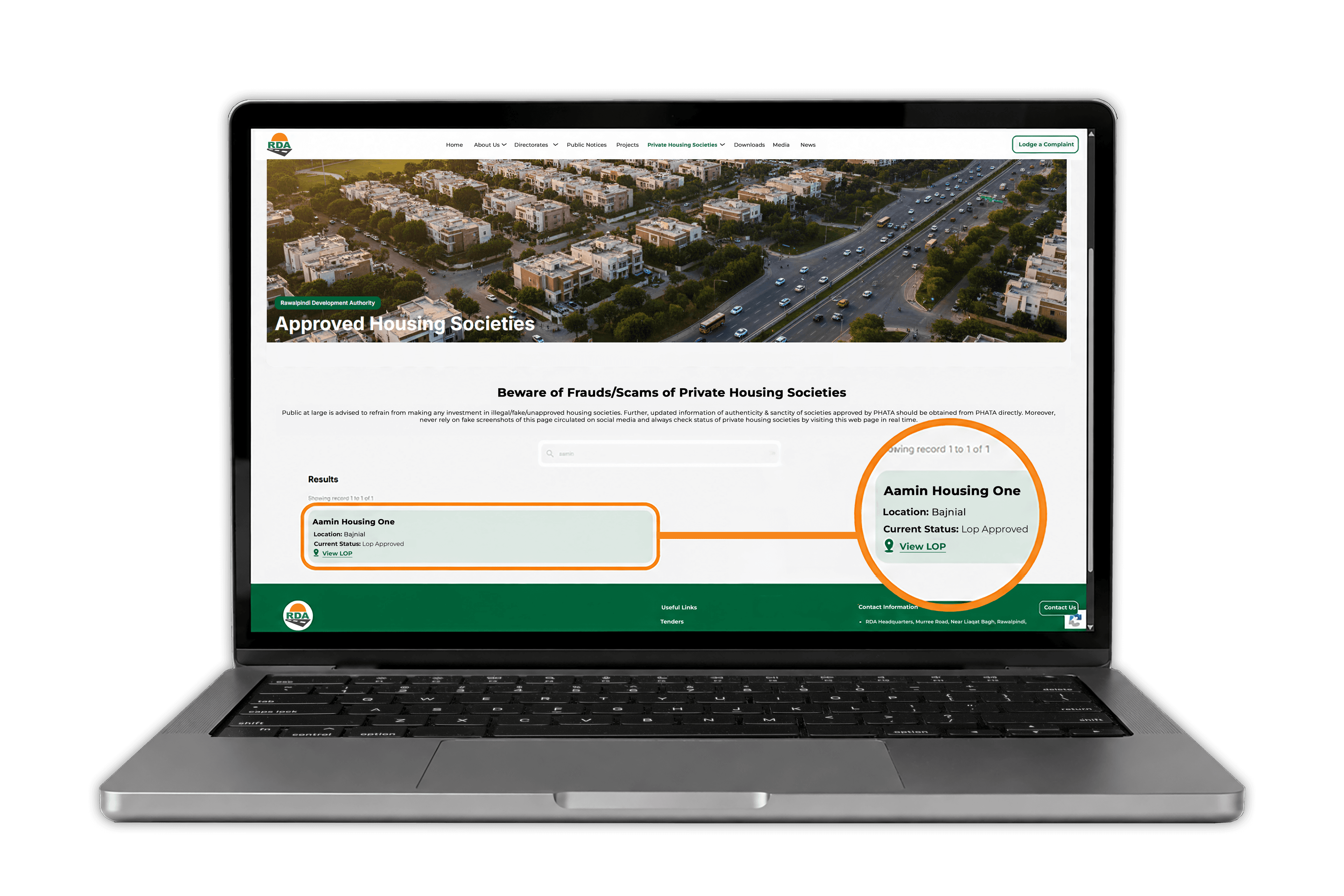 RDA approval and legal status certificate for Aamin Housing-1