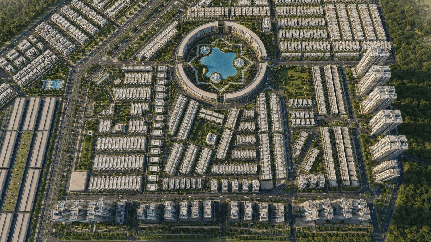Aerial masterplan showing PRIME BLOCK